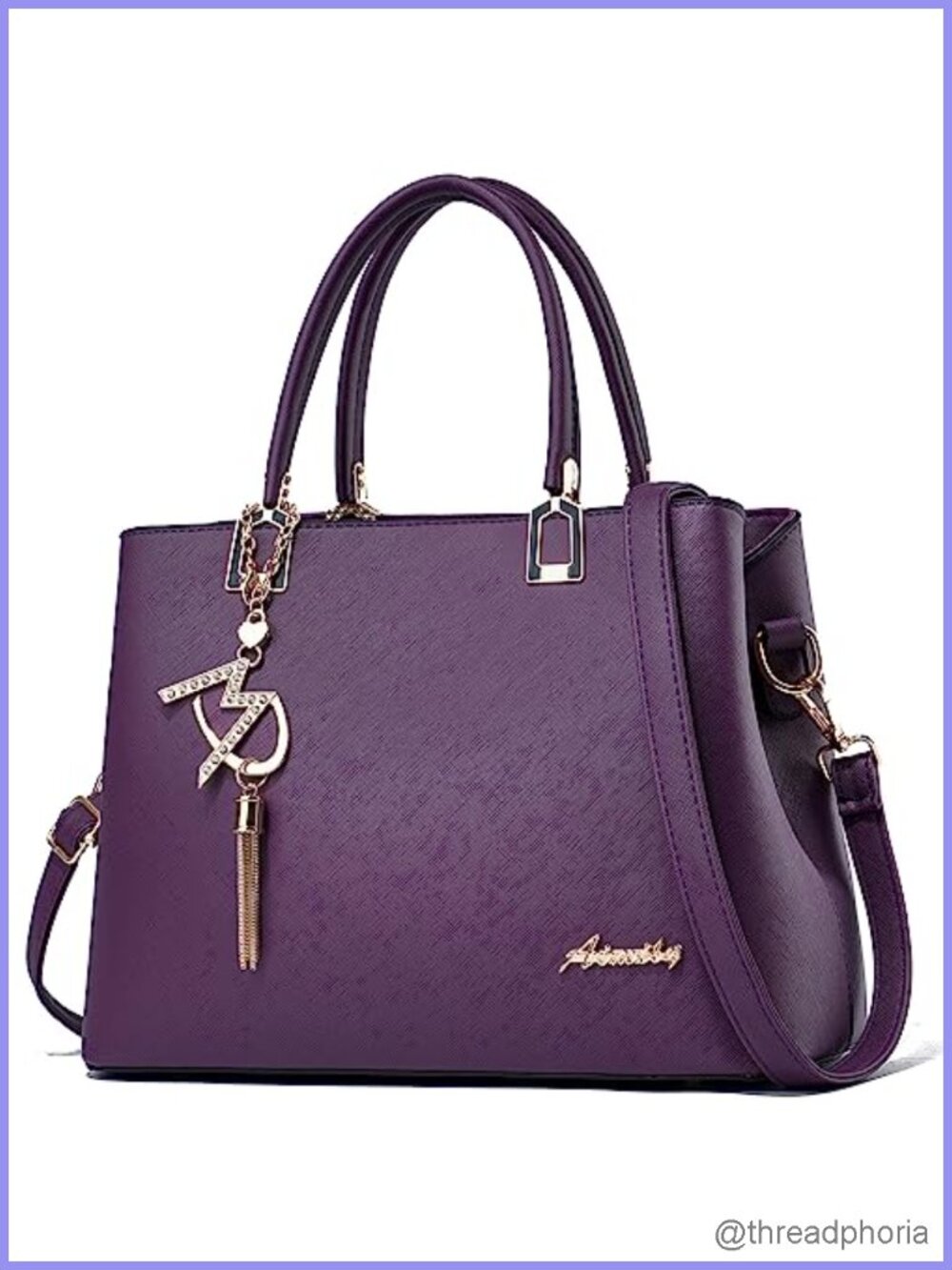 Womens PU Leather Tote Satchel Handbag with Removable Shoulder Strap